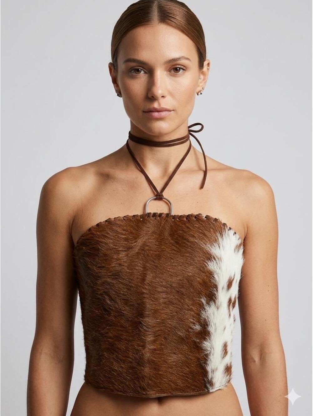 Argentine Genuine Leather “Pampa” Top Cowhide Brown and White